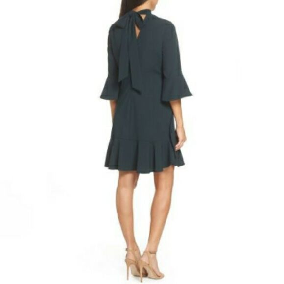 Chelsea28 ruffle sleeve black shift dress - Picture 2 of 8